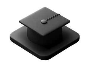 Black graduation cap on white isolated background