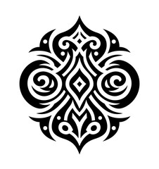Abstract oriental style tattoo stencil template. Hand drawn symmetrical ornament. Isolated on white vector illustration.