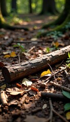 Obraz premium Scattered dry branches amongst forest floor debris, ecology, brown