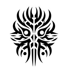 Neo tribal abstract tattoo stencil template. Hand drawn symmetrical ornament. Isolated on white vector illustration.