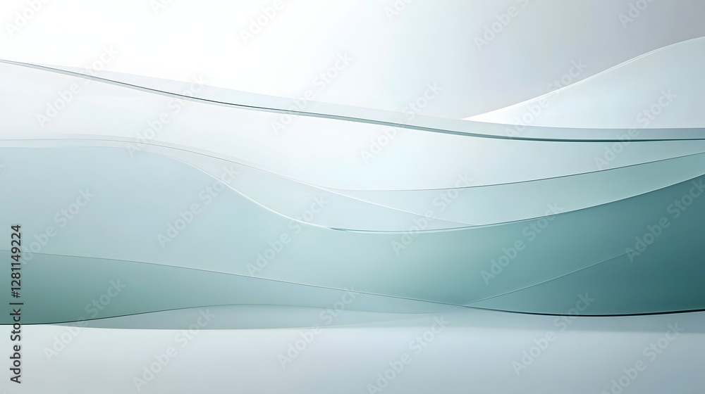 Fototapete an abstract minimalist landscape composed of smooth flowing curves and gentle gradients in soothing 