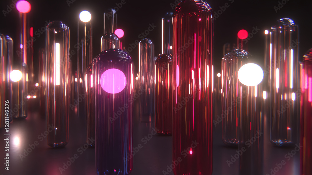 Poster illuminating action of colorful light forms abstract space digital art modern environment artistic p