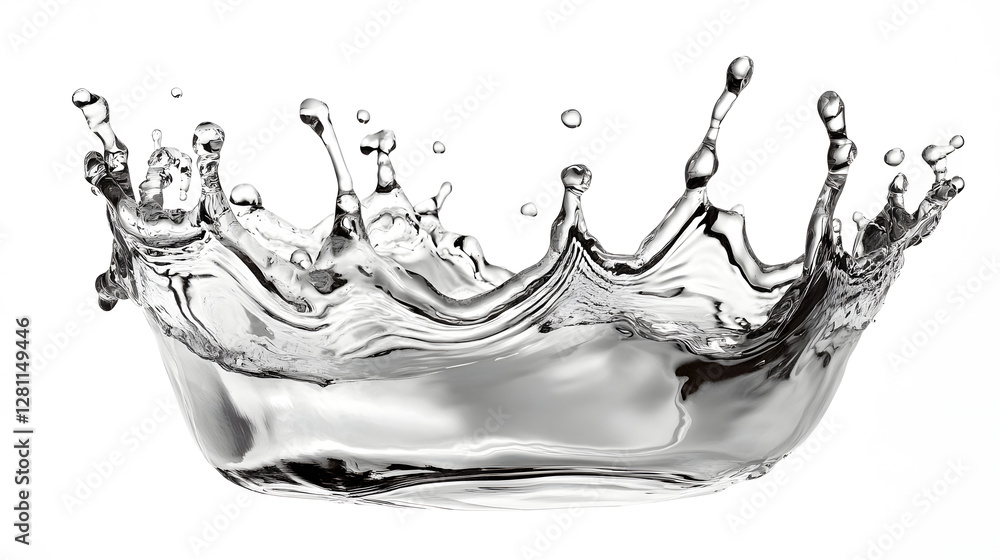 Aufkleber and dynamic image of water droplets forming an elegant crown like splash pattern in mid air  Showcasing the fluid motion transparency and natural beauty of water in a high contrast