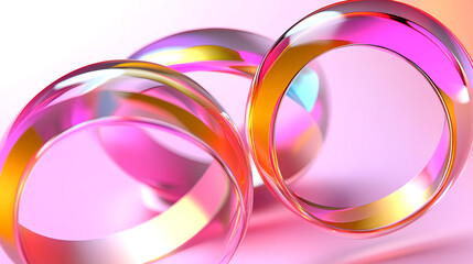 Elegant glass rings display creative art installation modern gallery vibrant colors close-up view artistic concept