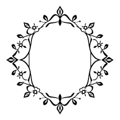 Floral Frame: A symmetrical circular frame of stylized flowers and leaves, with a delicate and elegant touch.