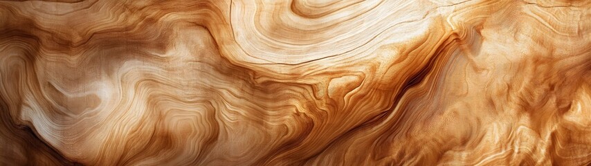 Fototapeta premium Beautifully swirling and flowing organic wood grain texture in shades of brown tan beige and golden tones This abstract natural backdrop has a clean modern and elegant feel perfect for branding