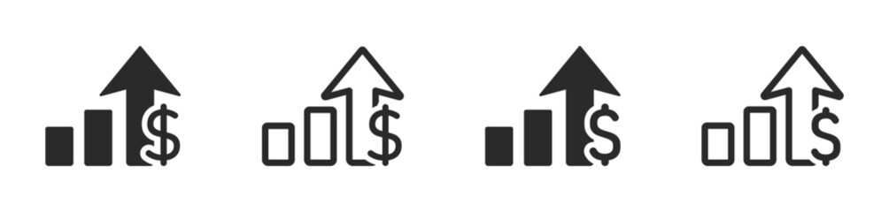 Dollar rate increase vector icon set. Money increase vector concepts
