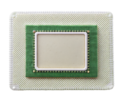 Blank frame with green and white decor on a transparent background