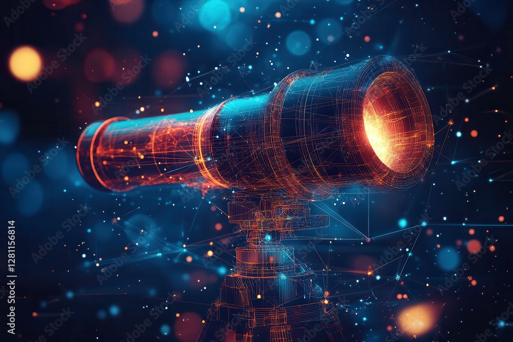 Aufkleber exploring cosmic visions through intricate geometric art of a telescope. generative ai