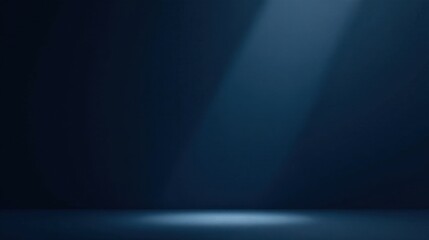 Dramatic Dark Blue Room with Subtle Lighting for Product Presentation and Backdrop Design