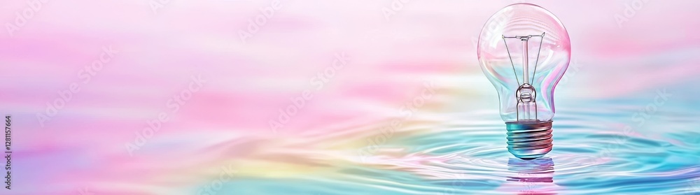 Poster the sight of an illuminated light bulb submerged in water is a captivating display of contrast and i
