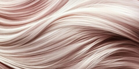 Close up of soft and flowing pastel pink hair strands texture in silky waves, for hairdressing and hair styling themes.