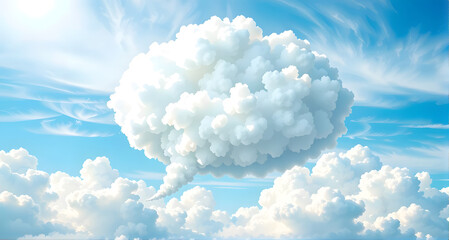 Cloud Shaped Speech Bubble in Blue Sky