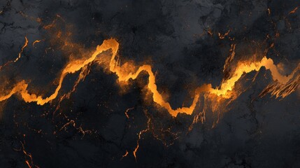 Molten lava flowing through dark volcanic rock.