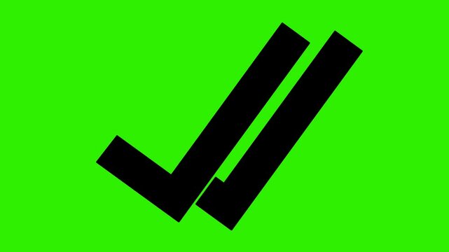 animation video drawing black check mark symbol of a message seen chat concept, on a green chroma key background