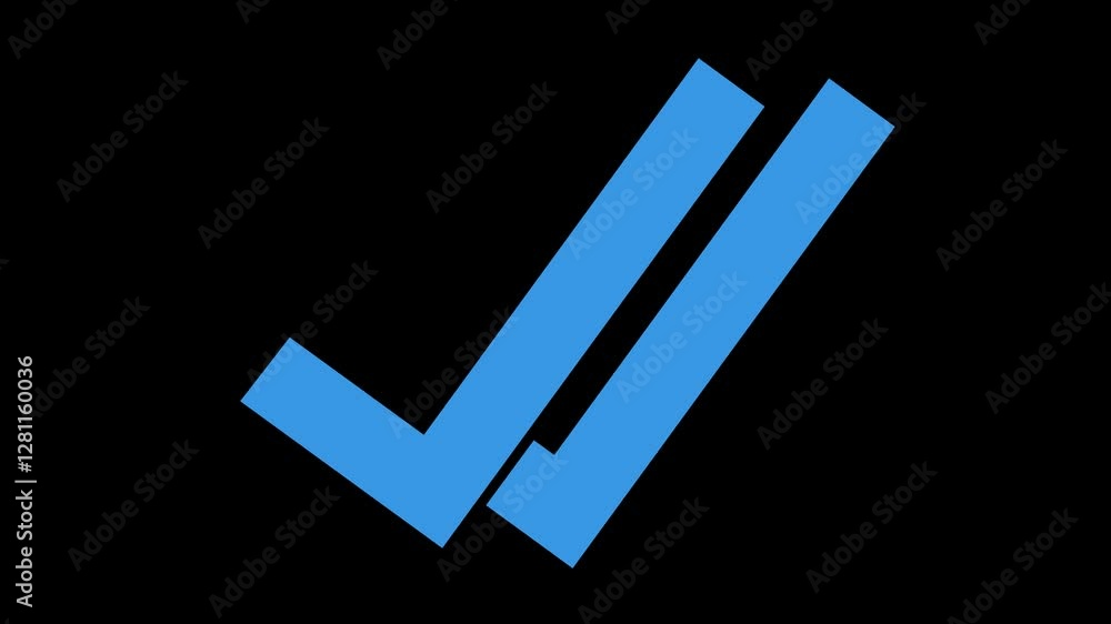 Poster video animation blue symbol checklist of message seen chat, on a transparent background with alpha c