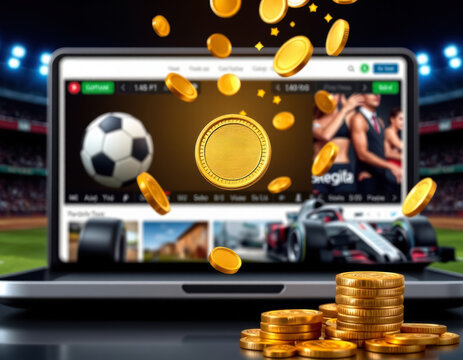 online betting platform showcases sports betting on slot machines and football, bookmaker concept