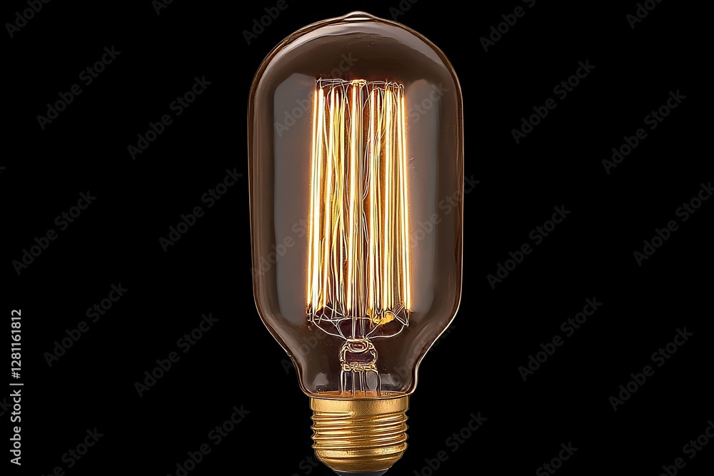 Poster vintage-style closeup of a light bulb with available space for adding text