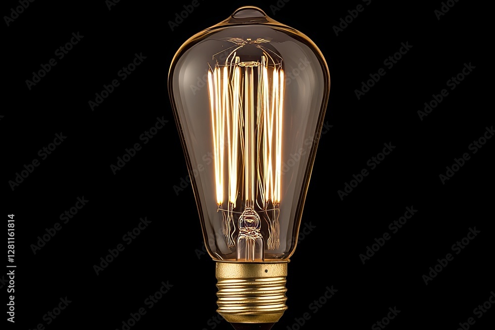 Poster retro light bulb captured in closeup with space to insert text