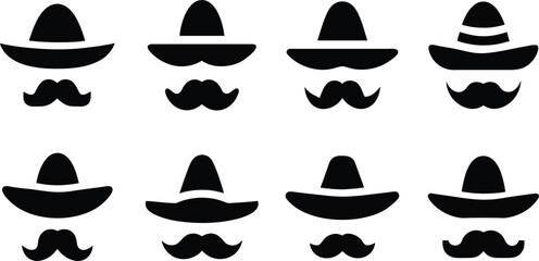 Cinco de Mayo Mustaches with Sombreros Vector