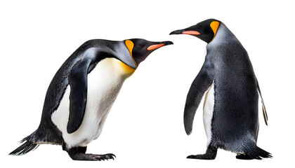 Fototapeta premium Full-body portrait of a penguin standing, on transparent background, PNG file