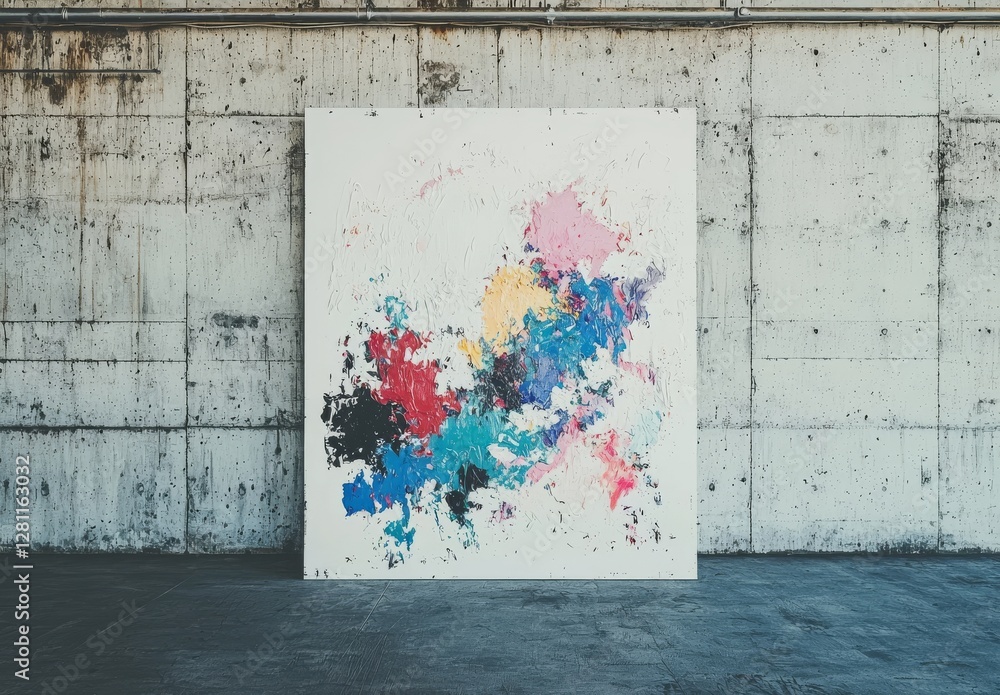 Poster a blank white page mockup is displayed in a 3d rendering with a soft shadow