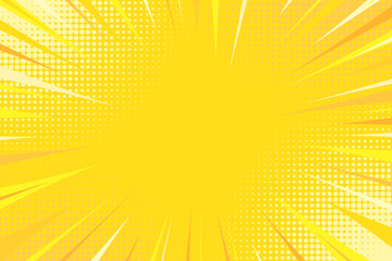 Yellow comic book background. Modern creative pop art orange halftone style background