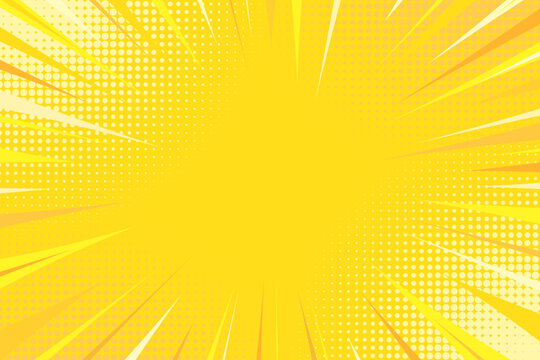 Yellow comic book background. Modern creative pop art orange halftone style background