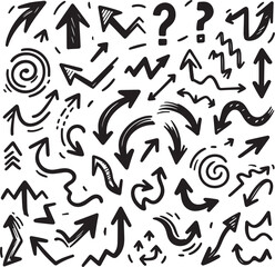 Hand-Drawn Arrows Vector Set - Doodle Arrow Icons Collection.