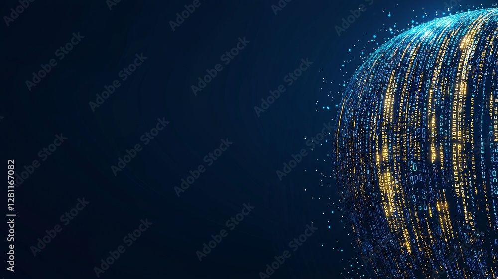Poster digital network connections and particles forming a cyberspace concept