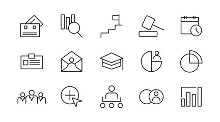 Headhunting line icon set. Career, resume, interview, candidate, analysis, email, diploma, leadership, briefcase, video calls, agendas line icon set. UI thin line icon pack.