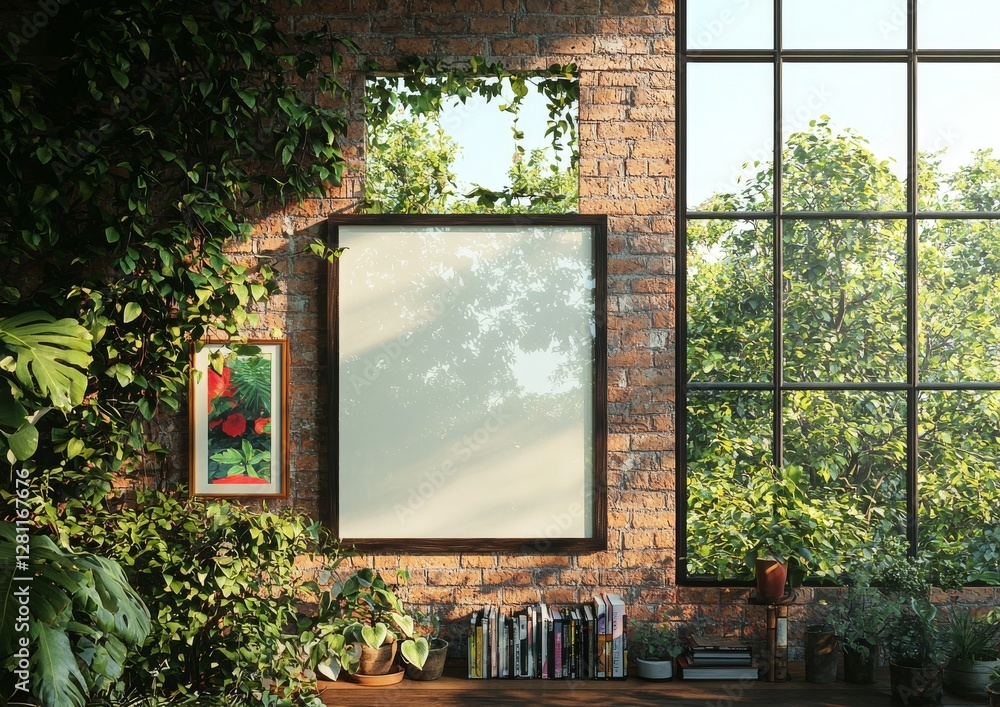 Poster white poster mockup hanging isolated on a wall with strings in 3d