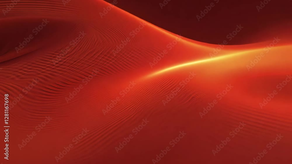 Poster 4k seamless loop video of an abstract gradient background with fractal ripples in a fiery red gradie
