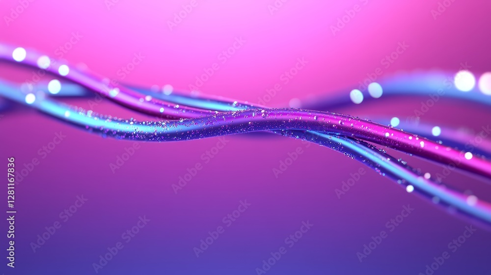 Poster artistic liquid waves with high-end spin and colorful bokeh effect