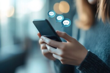 A Person using smartphone and using and sharing on social media.