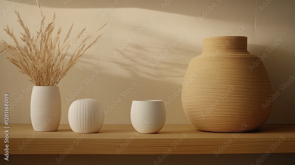 Poster elegant smooth textured vases with gentle tone against soft background