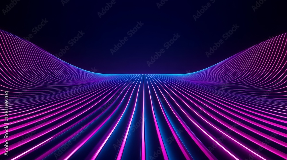 Poster smooth wave patterns in vibrant colors with depth and connection effects