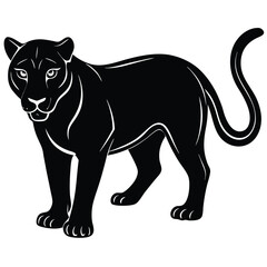 Black panther silhouette icon isolated on white