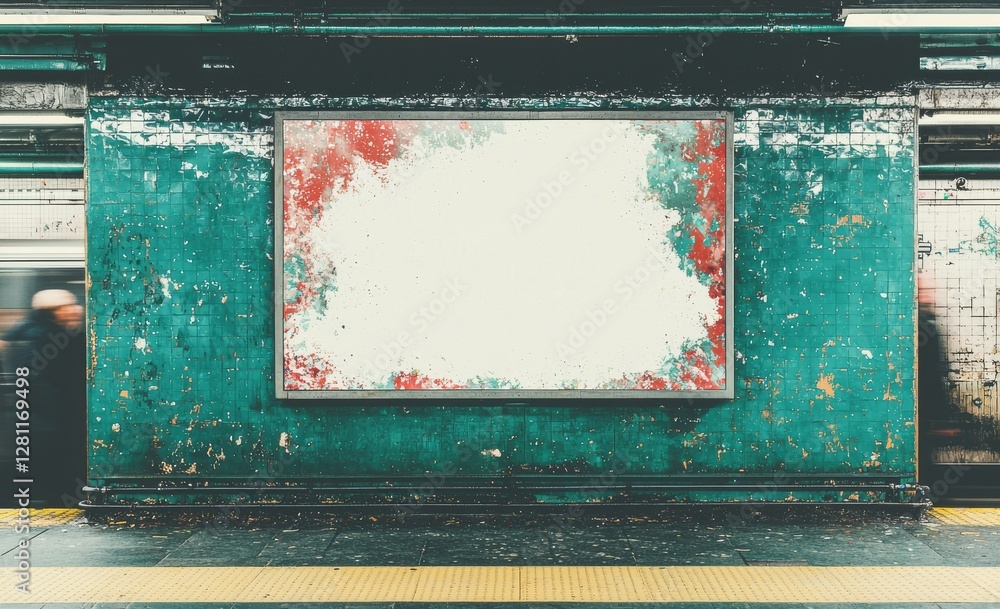 Poster a realistic 3d render illustration displays a mock-up poster and media template ads in an nyc train 