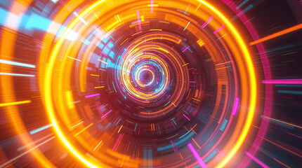 Obraz premium abstract astral corridor-portal with bright neon light effects, spirals of light