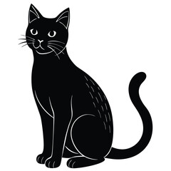 Cat silhouette icon isolated on white