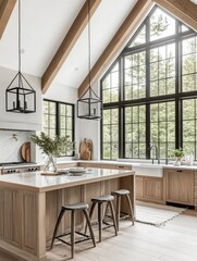 Modern kitchen featuring wooden cabinetry with minimalist design