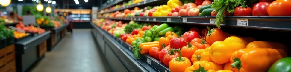 Variety of colorful vegetables on supermarket shelves , organic, spinach