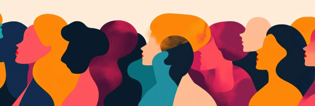 Empowering voices unite for International Womens Day concert with vibrant illustration of diverse women. Generative AI