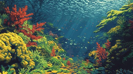 Obraz premium Vibrant Underwater Coral Reef Ecosystem Scene