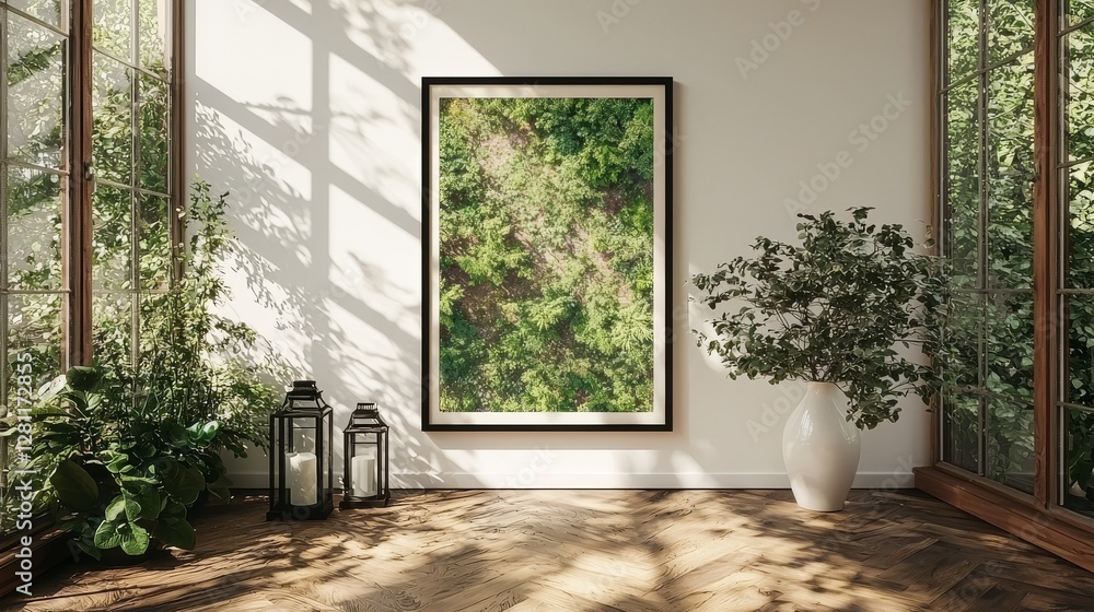 Poster blank canvas in a frame, suitable for creating art illustrations and mockups