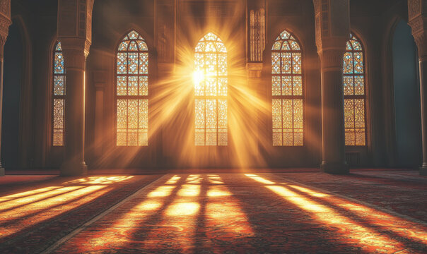 Sunlight pours in from the church window