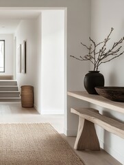 Interior design of a modern living room featuring minimal decor