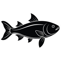 Pangasius Fish silhouette icon isolated on white