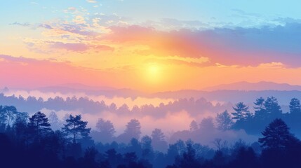 Obraz premium Digital painting of a polluted skyline during sunrise,